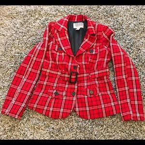 Miss Lili short waisted plaid wool button up